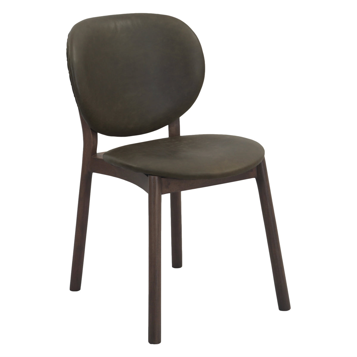 Piper 18" Round Back Dining Chair in Olive Green Leather and Wood by Home Trends & Design at Eve Furniture