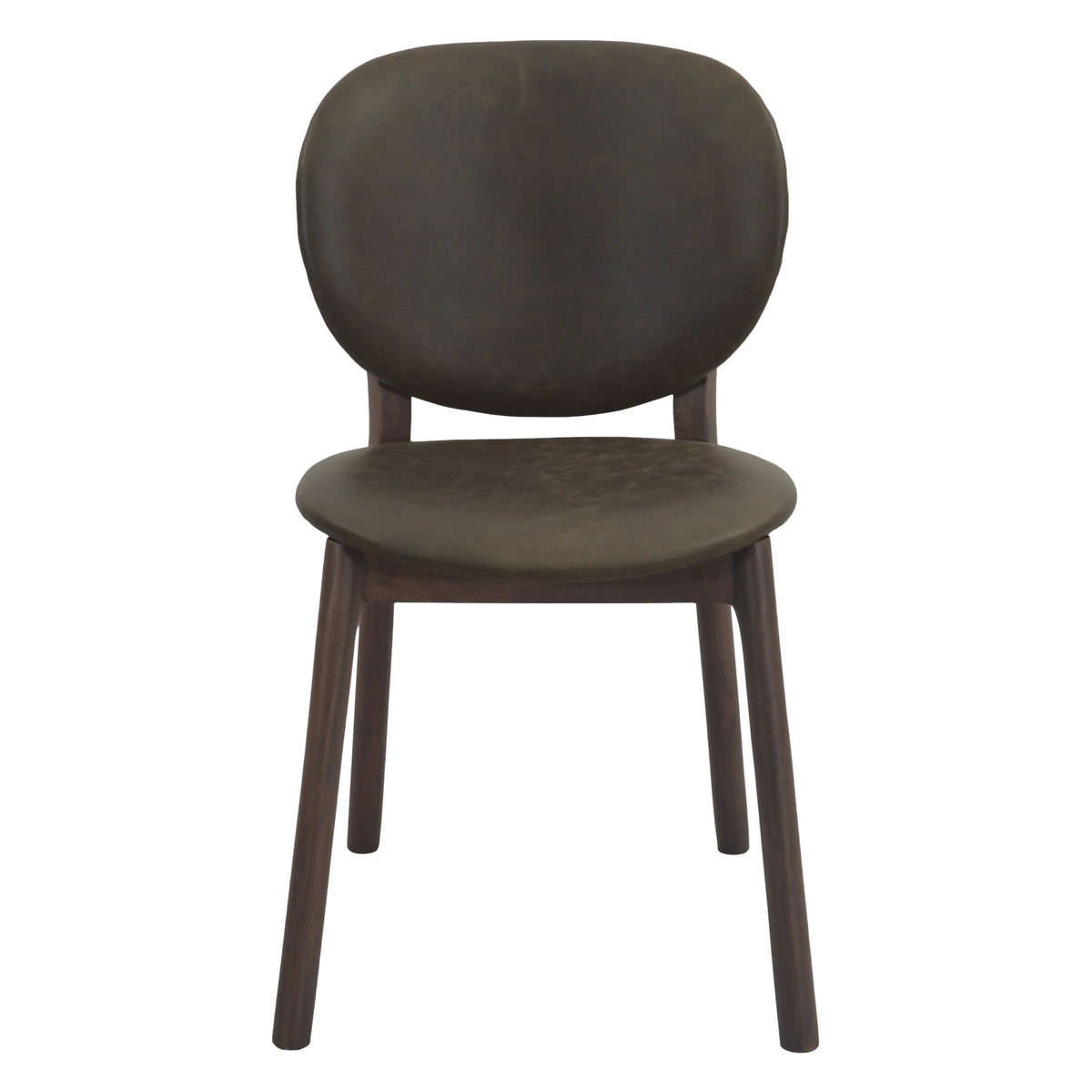 Piper 18" Round Back Dining Chair in Olive Green Leather and Wood by Home Trends & Design at Eve Furniture