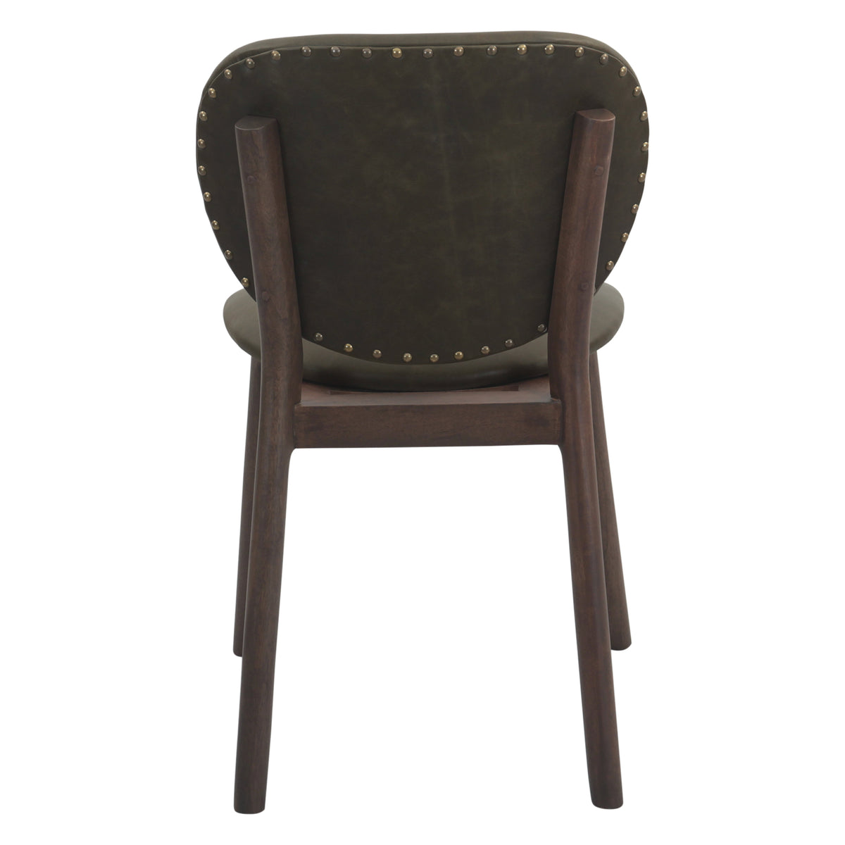 Piper 18" Round Back Dining Chair in Olive Green Leather and Wood by Home Trends & Design at Eve Furniture
