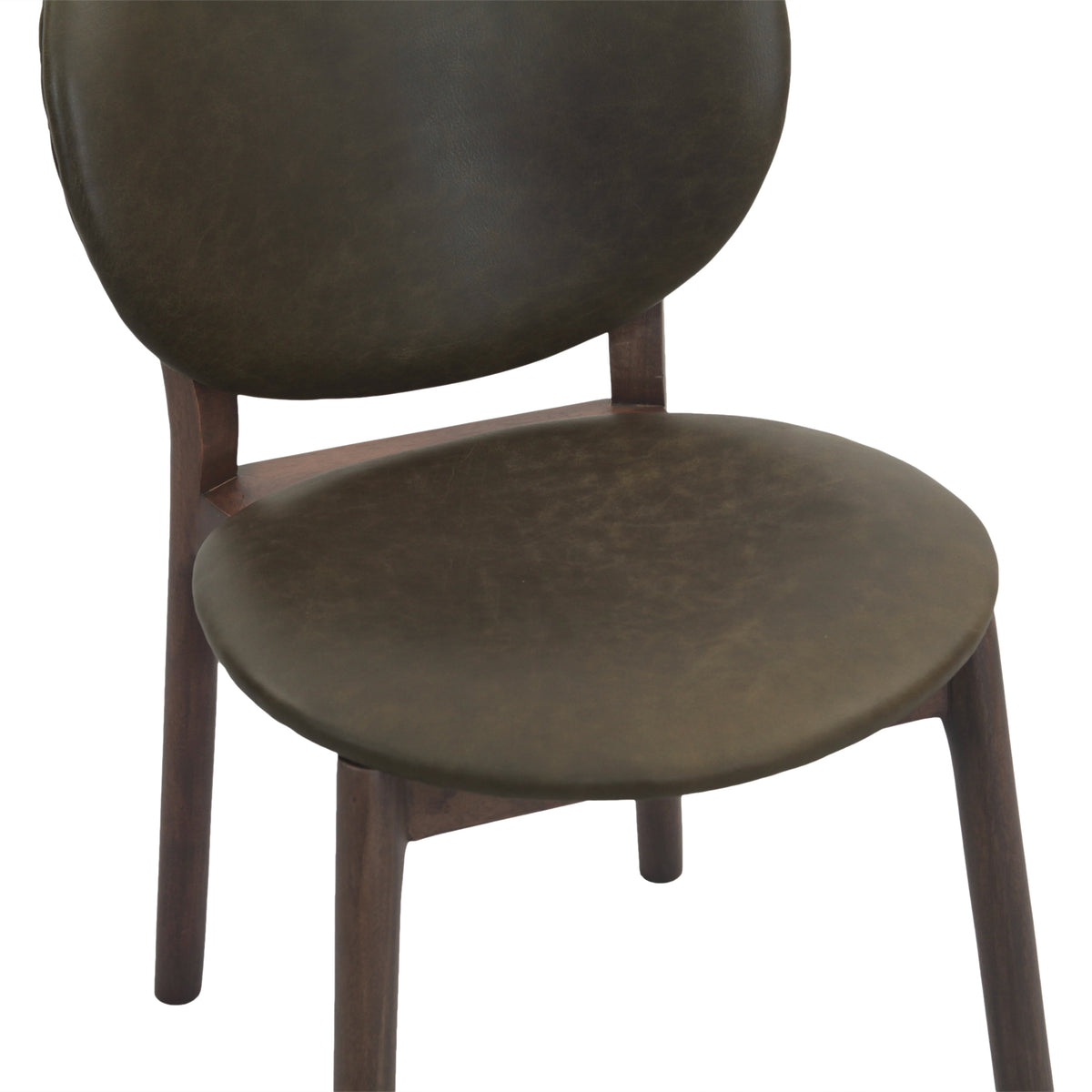 Piper 18" Round Back Dining Chair in Olive Green Leather and Wood by Home Trends & Design at Eve Furniture