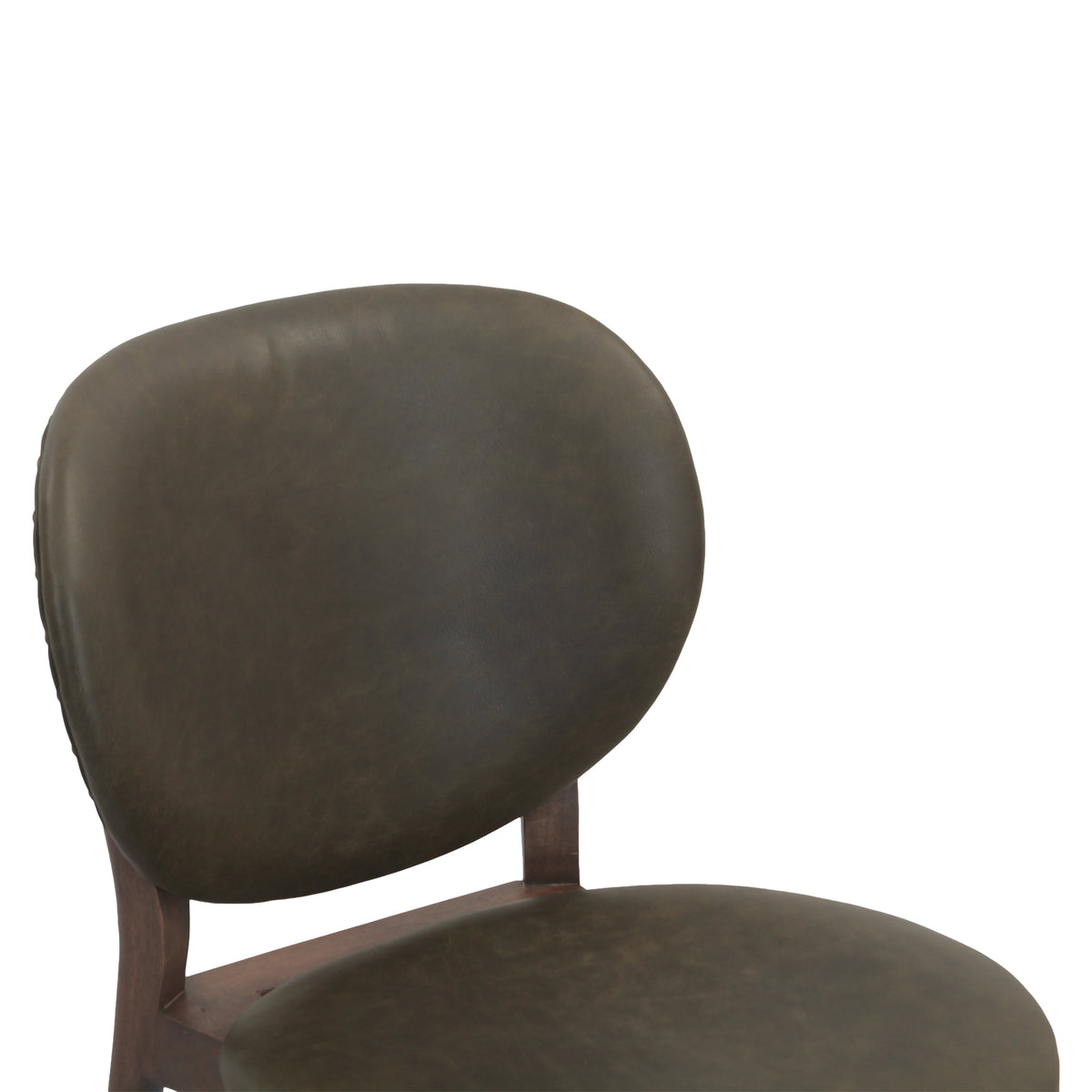 Piper 18" Round Back Dining Chair in Olive Green Leather and Wood by Home Trends & Design at Eve Furniture