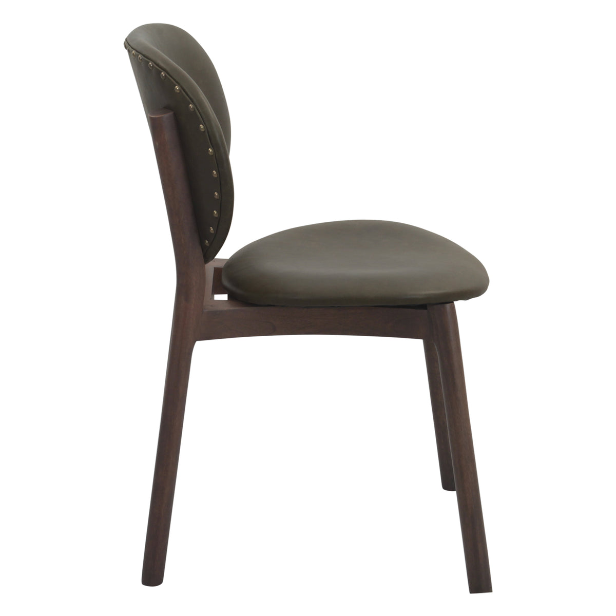 Piper 18" Round Back Dining Chair in Olive Green Leather and Wood by Home Trends & Design at Eve Furniture