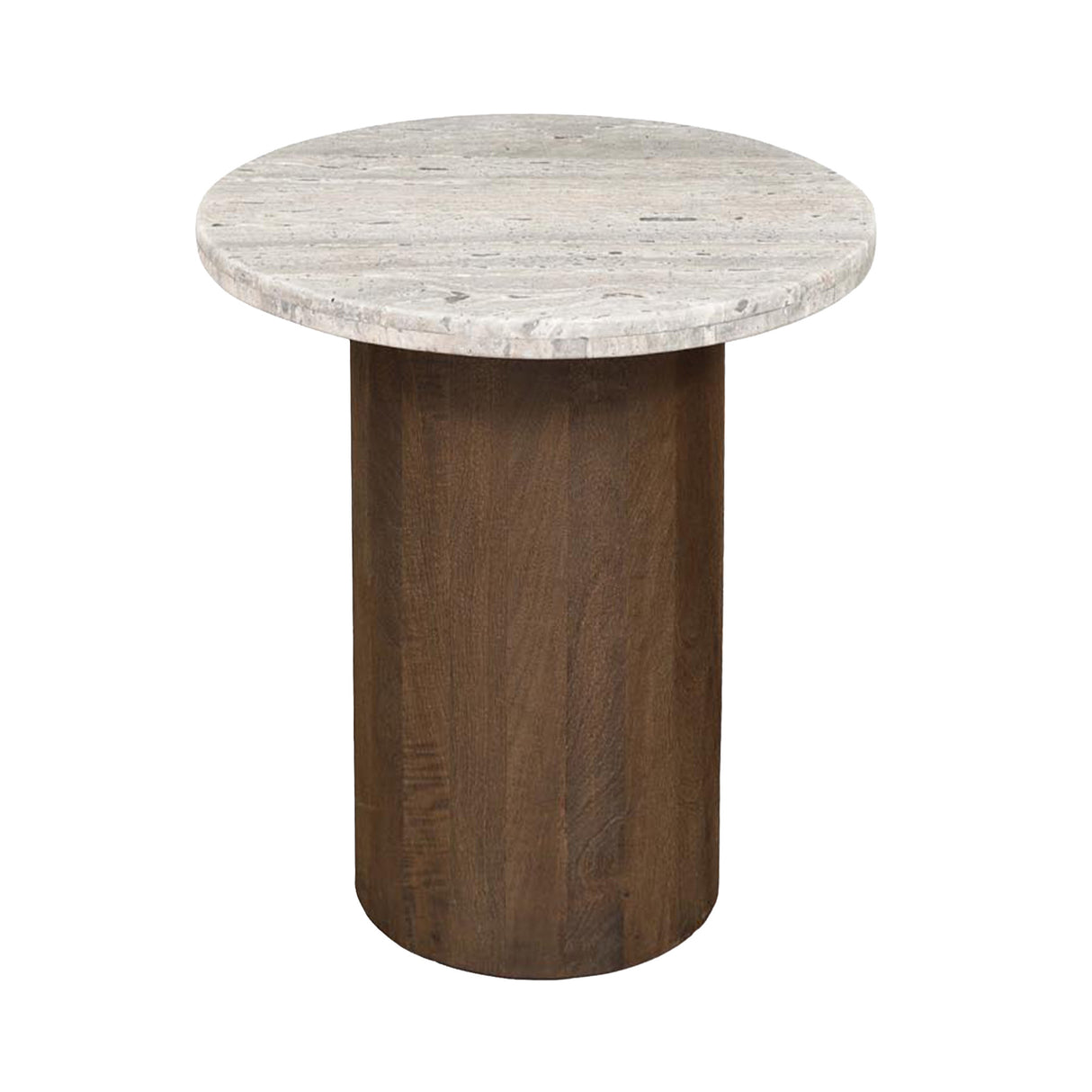 San Juan 20" Side Table in Royal Brown with Gray Travertine Top