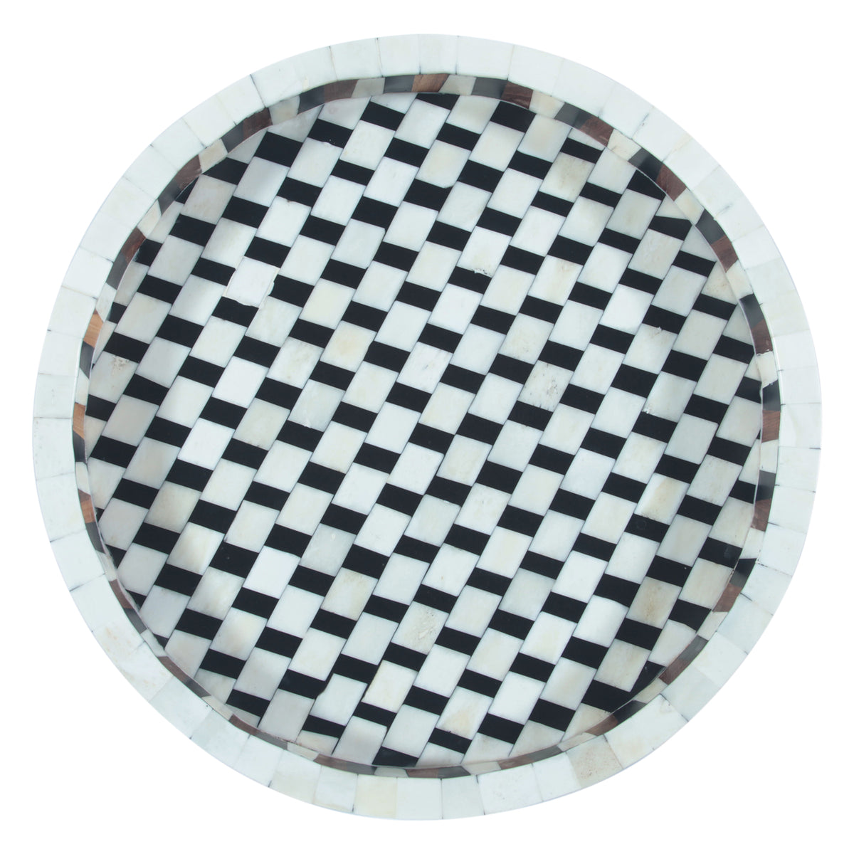 Taara Round Tray in Checkered Pattern
