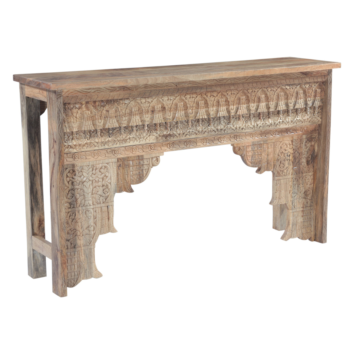 Tribal 59" Carved Wood Console Table in Natural by Home Trends & Design at Eve Furniture