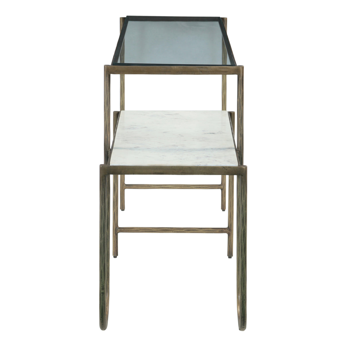 Venice 50" Nesting Console Table with Marble and Glass