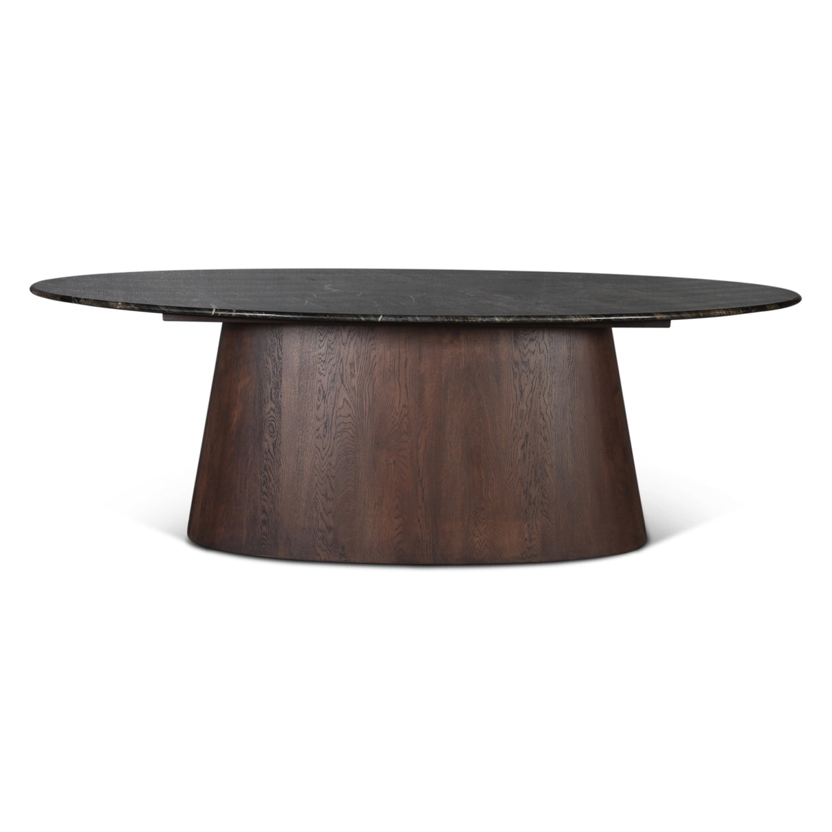 Vista 90" Oval Dining Table in Lava Marble with Dark Mango Base by Home Trends & Design at Eve Furniture