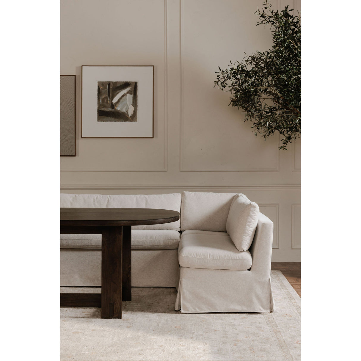 Fable Beige L Shape Slipcover 96" Dining Banquette by Moe's Home at Eve Furniture