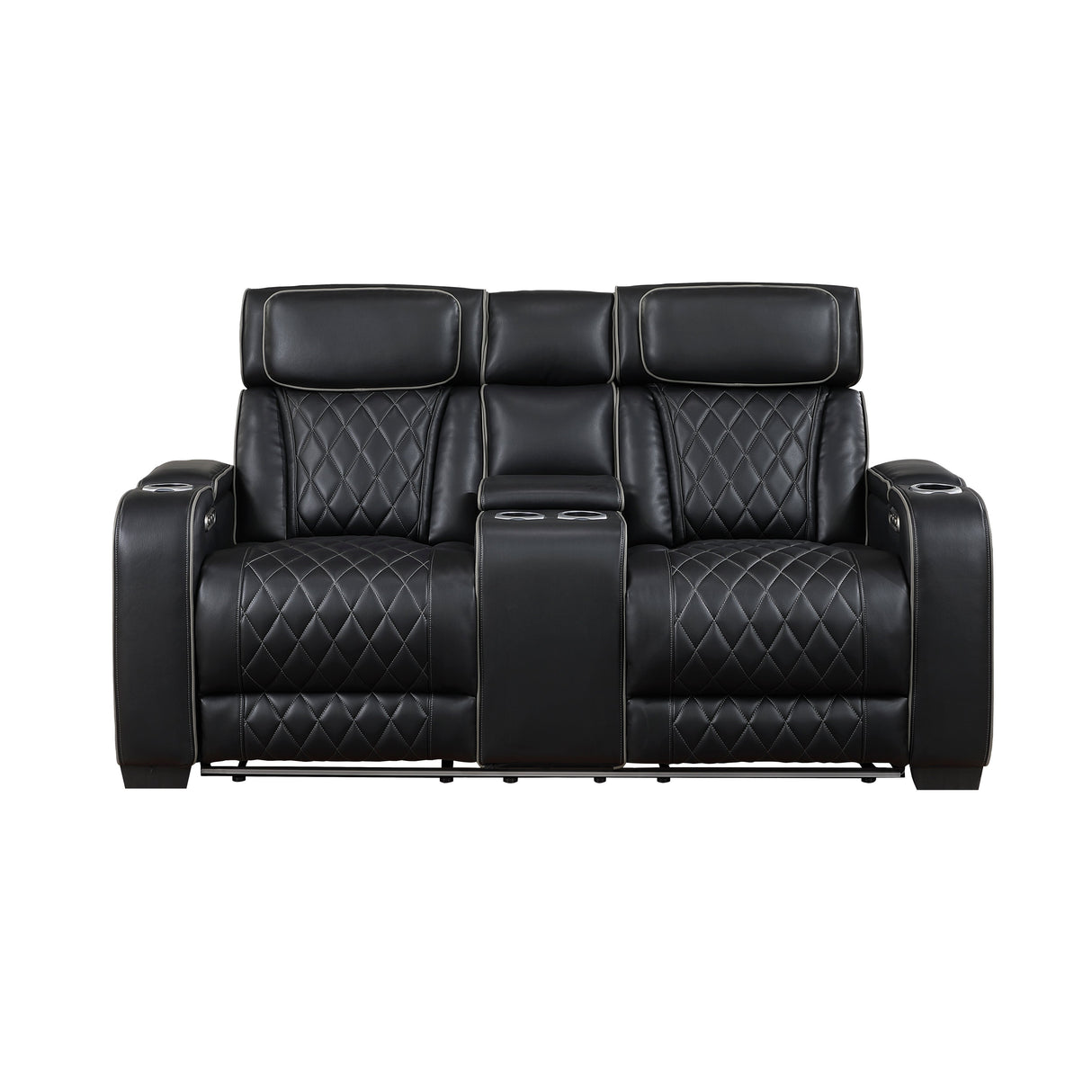 Fairway Black Power Double Reclining Loveseat with Center Console by Homelegance at Eve Furniture