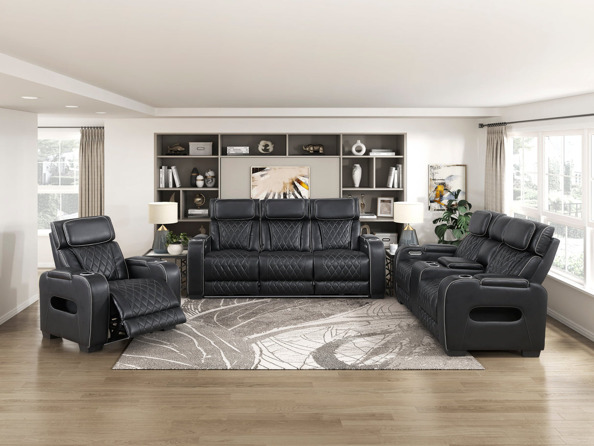 Fairway Black Power Double Reclining Sofa by Homelegance at Eve Furniture