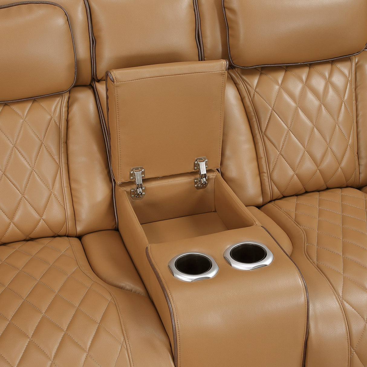 Fairway Brown Power Double Reclining Loveseat with Center Console by Homelegance at Eve Furniture