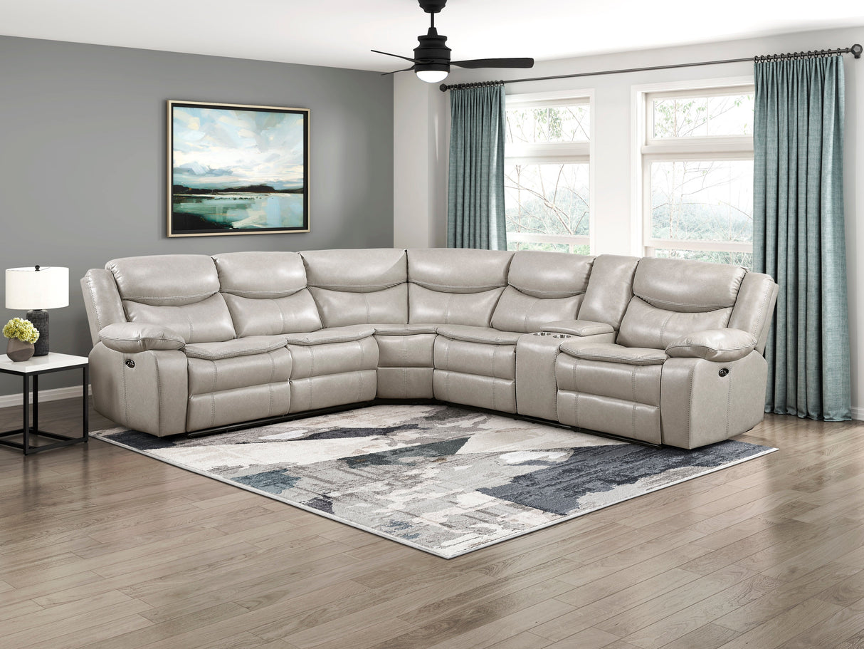 Fargo Taupe 3-Piece Power Reclining Sectional with Right Console by Homelegance at Eve Furniture