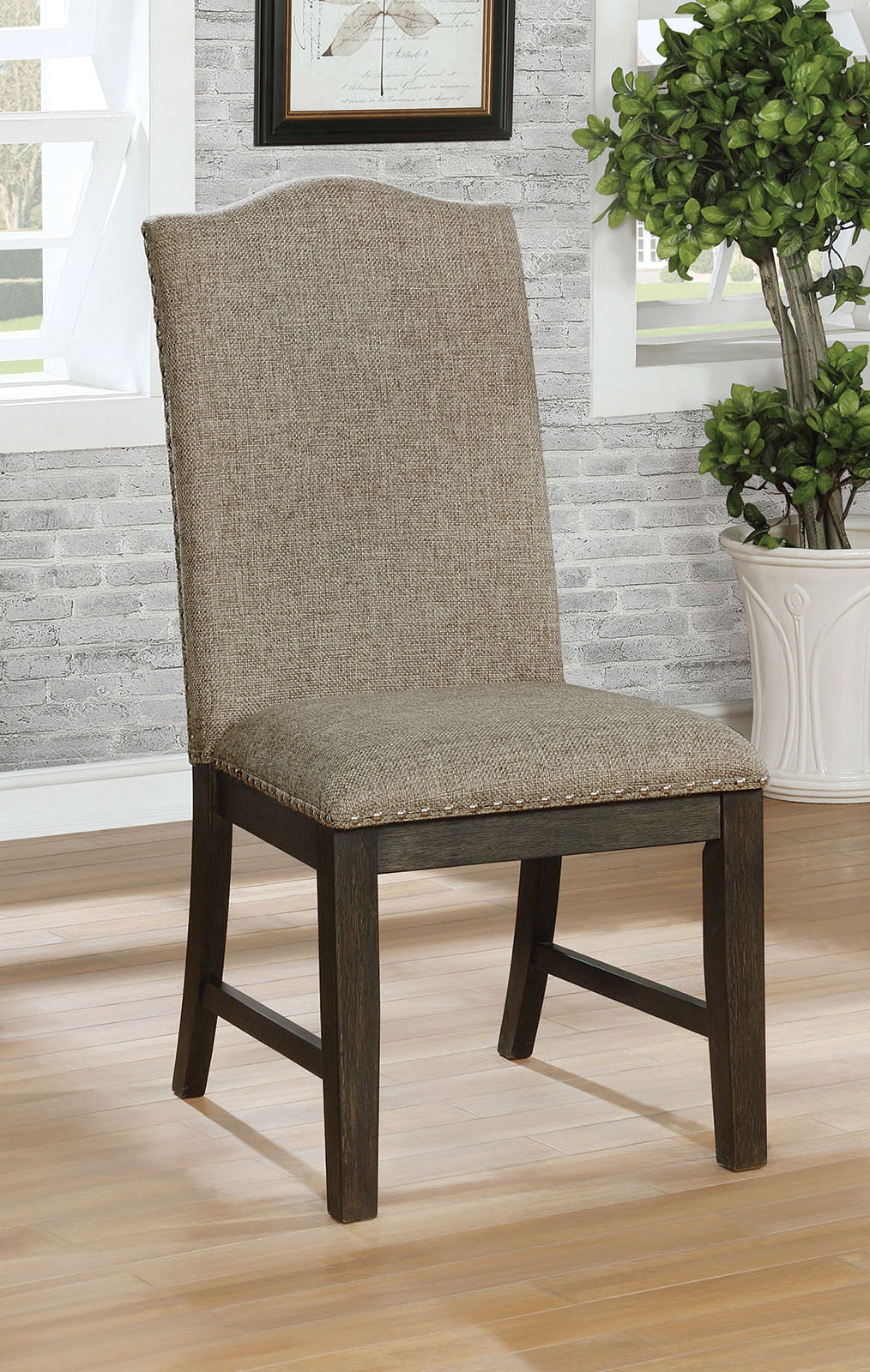 Faulk Espresso/Warm Gray Side Chair by Furniture of America at Eve Furniture