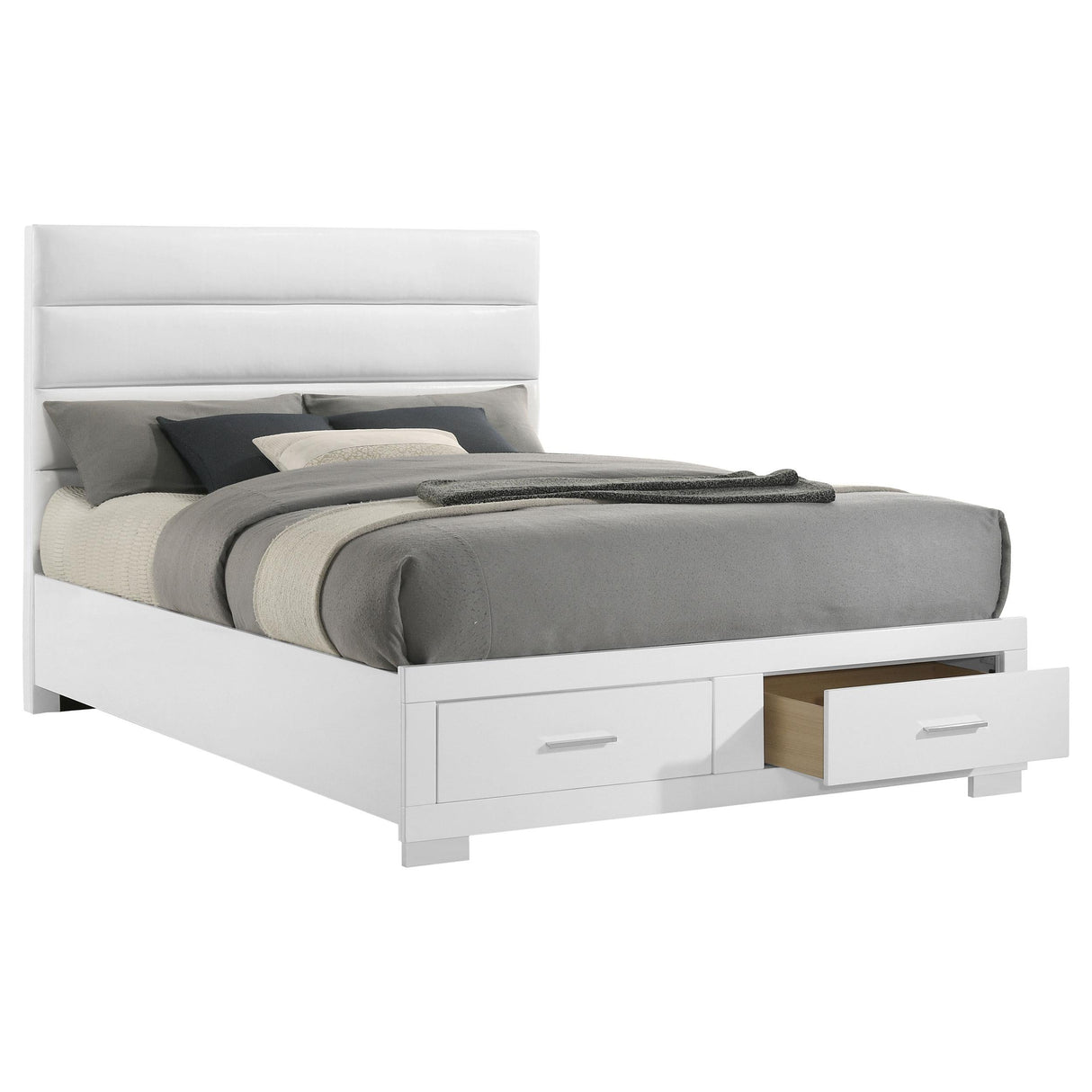 Felicity White High Gloss Eastern King Storage Bed by Coaster at Eve Furniture