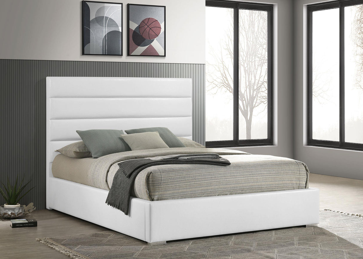 Felicity White Upholstered California King Platform Bed by Coaster at Eve Furniture