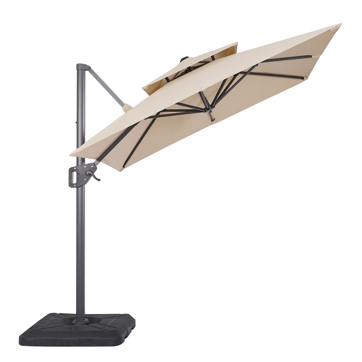 Fida Beige 8 Ft Square Umbrella w/ Double Top + 37" Large Base by Furniture of America at Eve Furniture