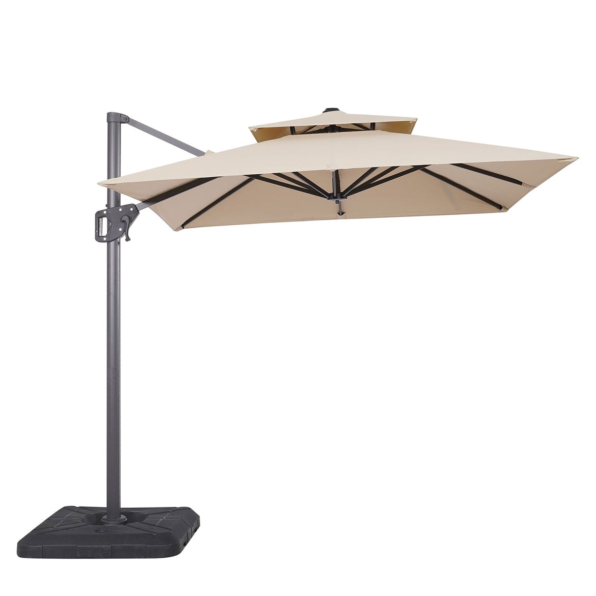 Fida Beige 8 Ft Square Umbrella w/ Double Top + 37" Large Base by Furniture of America at Eve Furniture