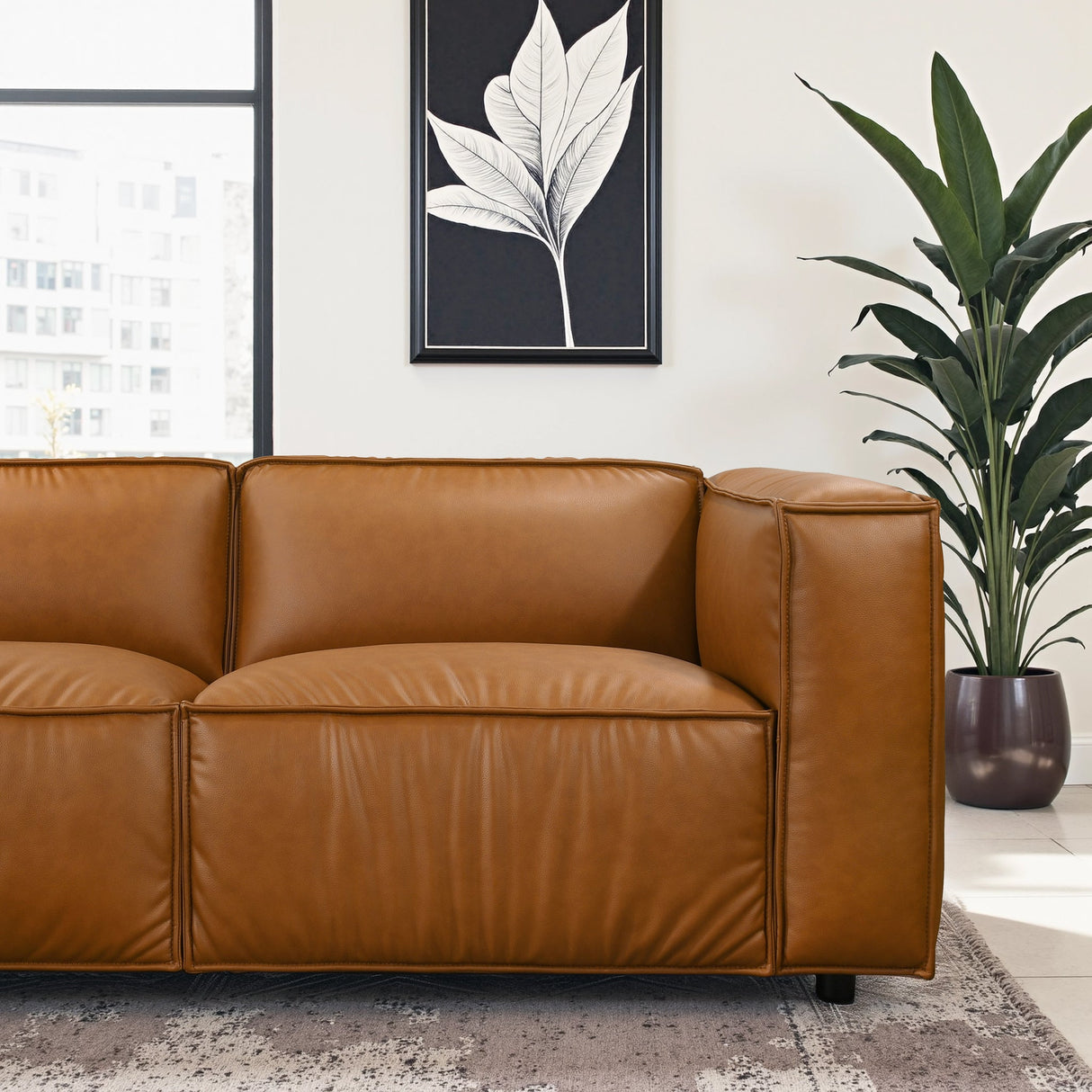 Findlay Mid Century Modern Vegan Leather Corner Sectional Sofa by Ashcroft Imports at Eve Furniture