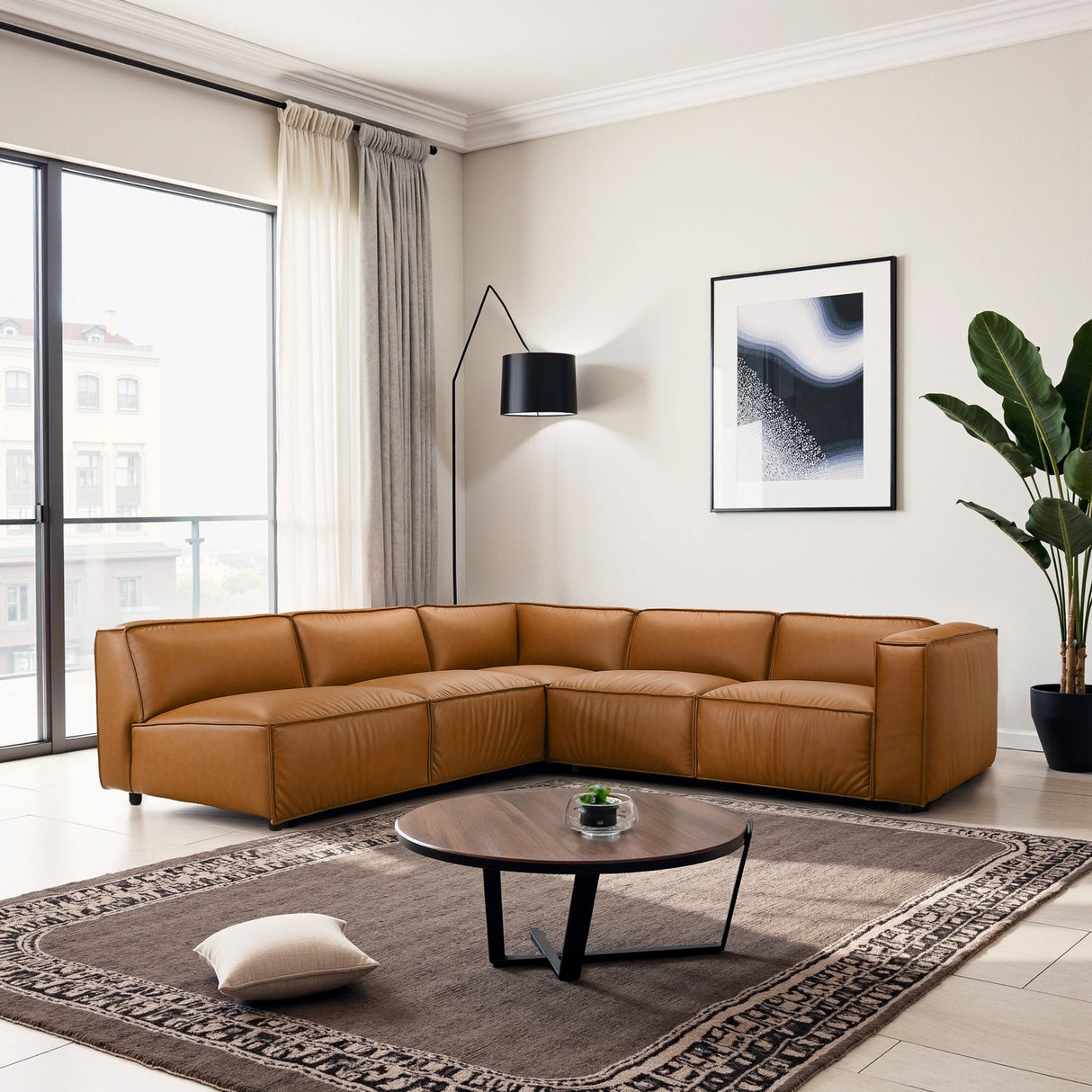 Findlay Mid Century Modern Vegan Leather Corner Sectional Sofa by Ashcroft Imports at Eve Furniture