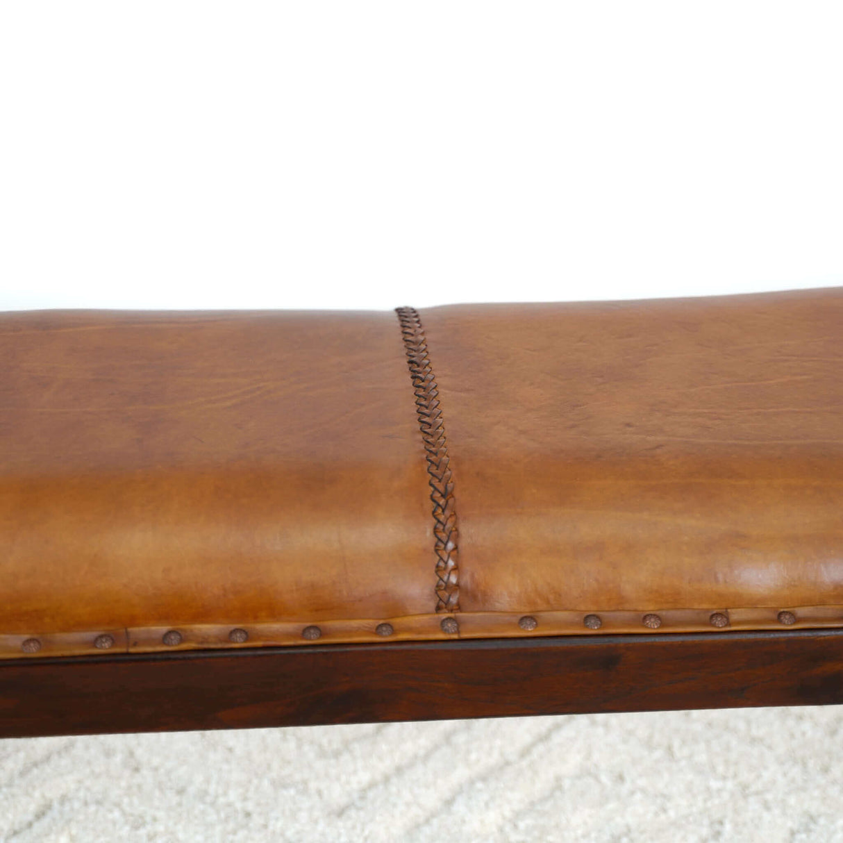 Chad Mid Century Modern Tan Leather Bench by Ashcroft Imports at Eve Furniture
