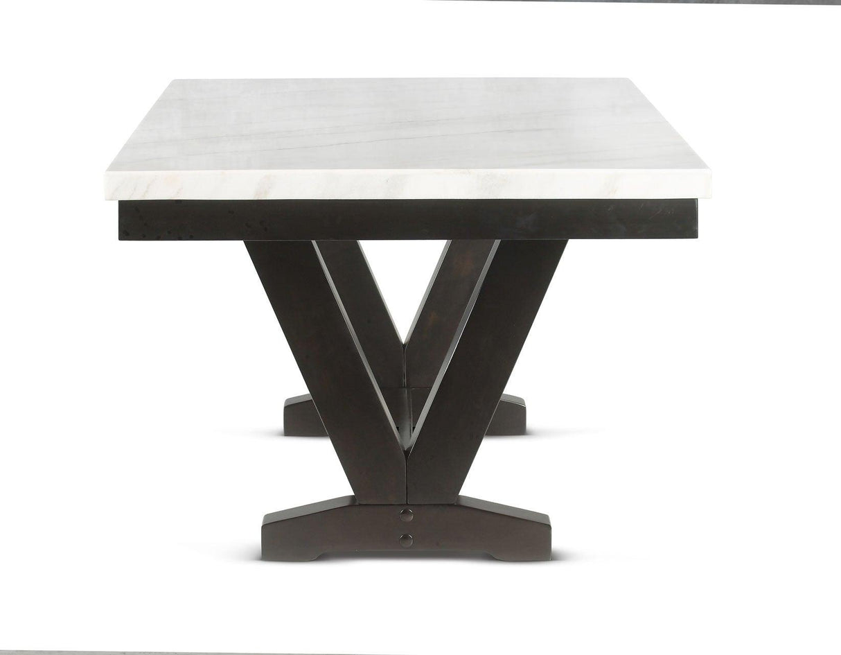 Finley 72 inch White Marble Top Dining Table by Steve Silver at Eve Furniture