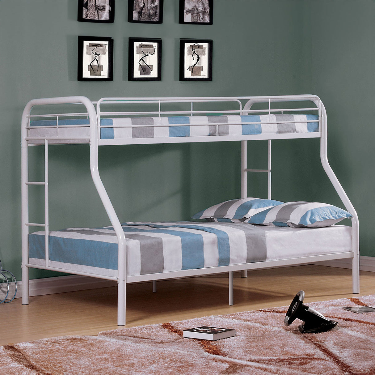 Finnerty White Twin/Full Bunk Bed by Furniture of America at Eve Furniture