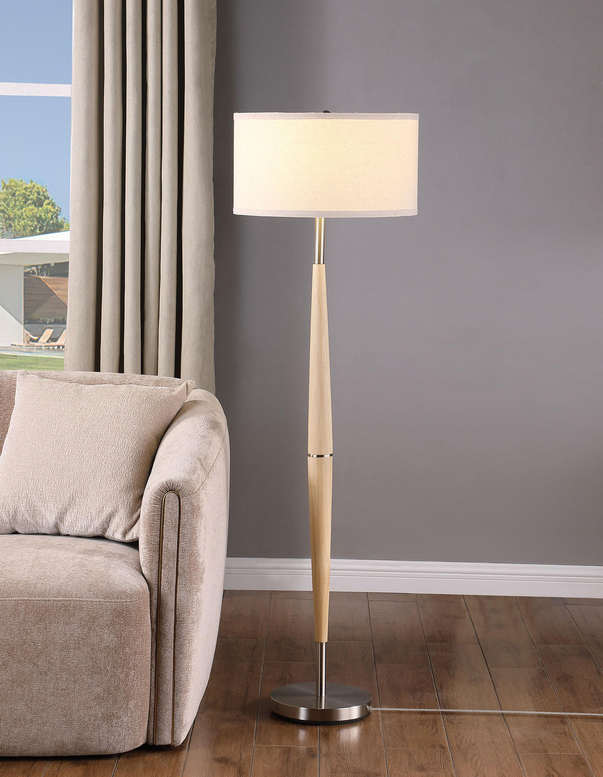 Flanary Natural 58-inch Drum Shade Tapered Floor Lamp by Coaster at Eve Furniture