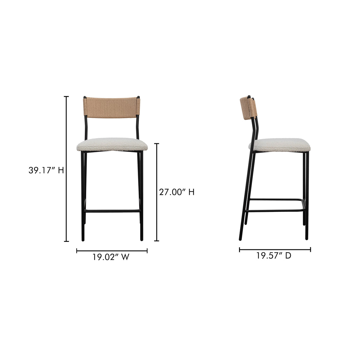 Foley White Counter Stool by Moe's Home at Eve Furniture