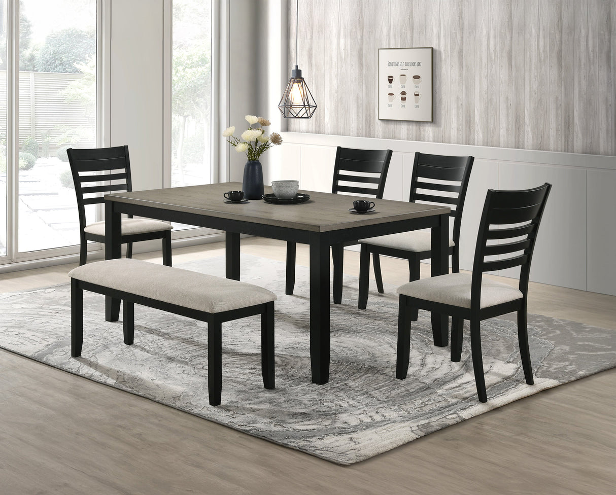Folio Black and Neutral Dining Bench by Crown Mark at Eve Furniture