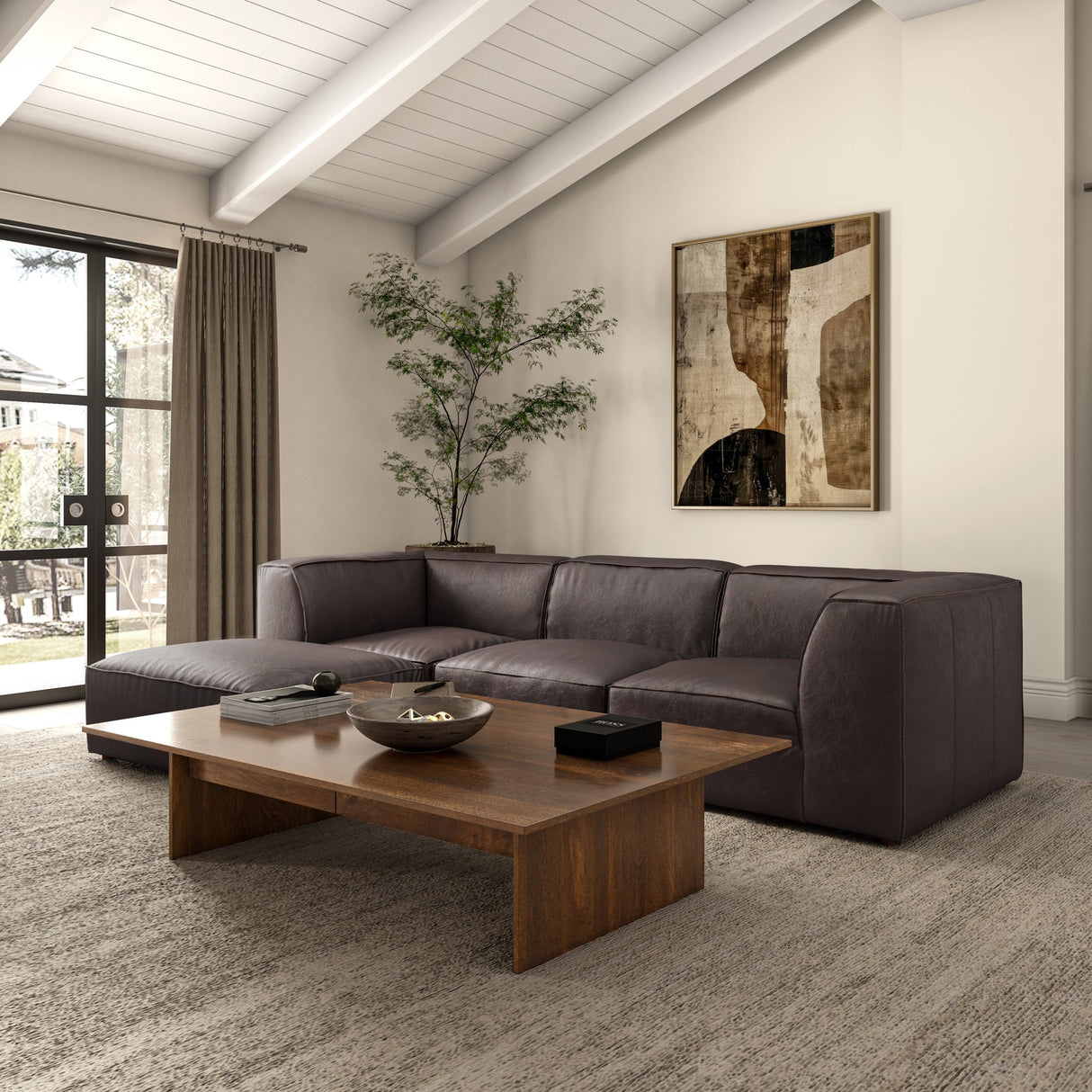 Form Espresso Brown Leather Slipper Chair by Moe's Home at Eve Furniture