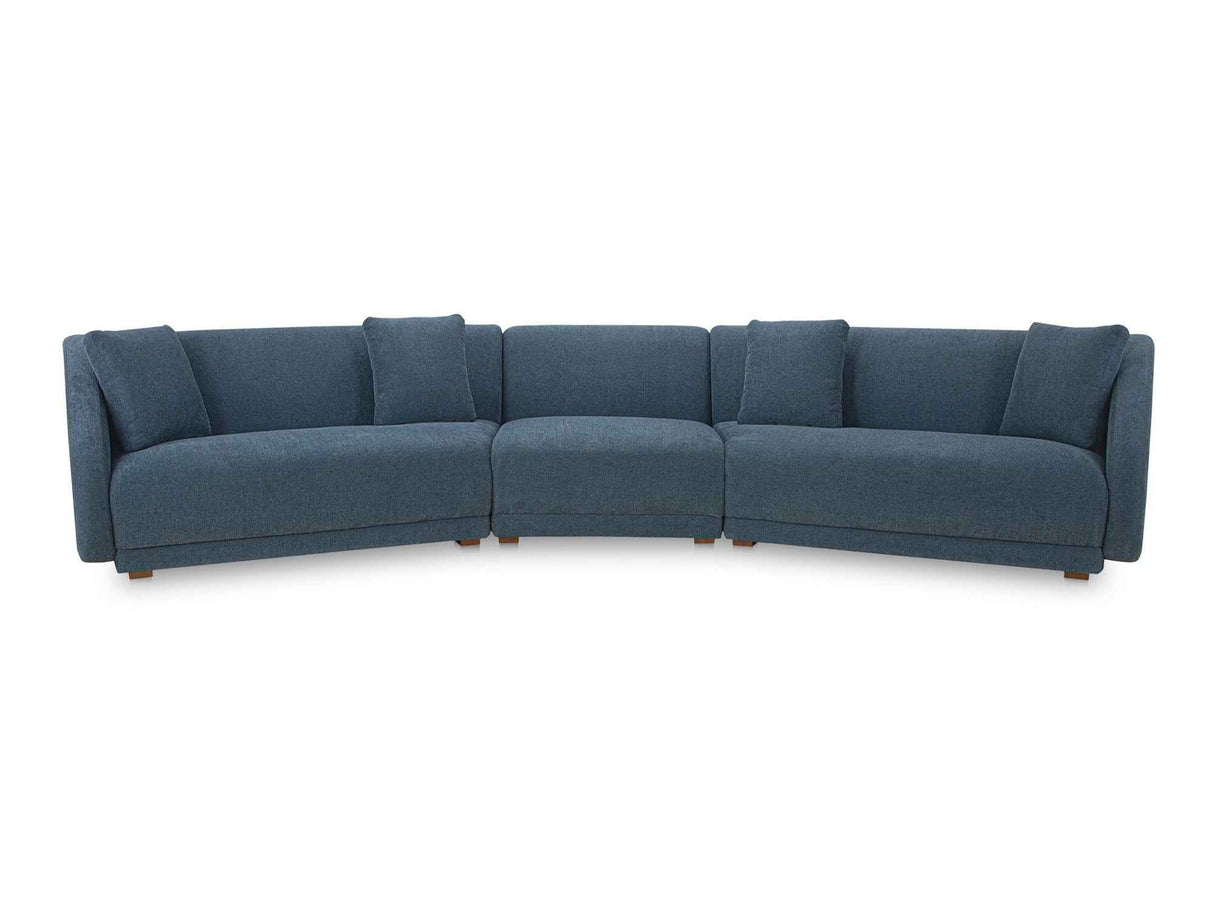 Fraser Deep Blue 3 Piece Modular Sectional with Slipper