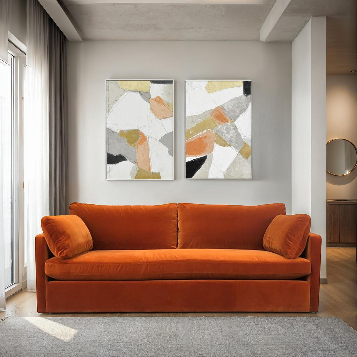 Palette Pastel Patchwork 1 Hand Painted Framed Diptych by Home Trends & Design at Eve Furniture
