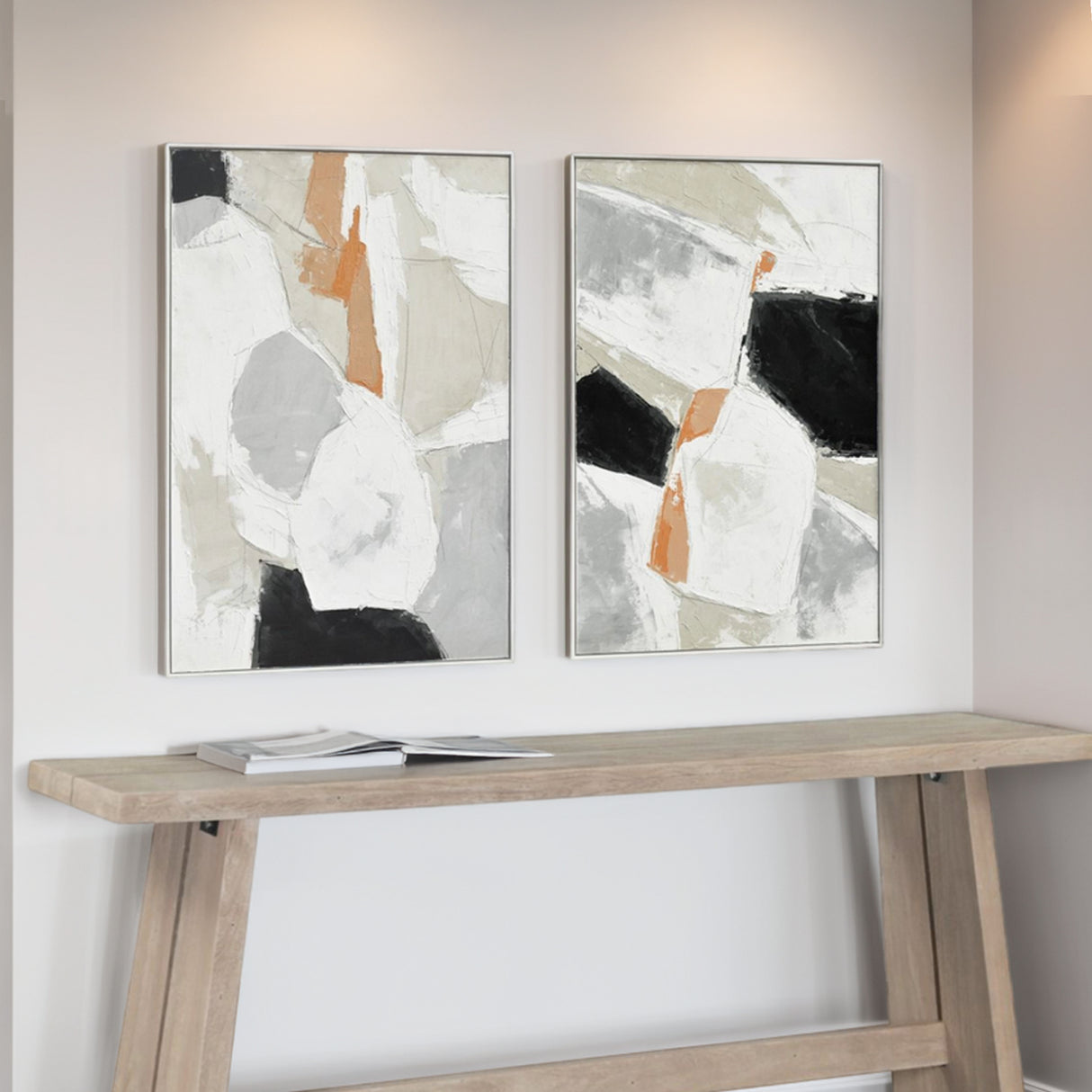 Palette Pastel Patchwork 2 Hand Painted Framed Diptych by Home Trends & Design at Eve Furniture