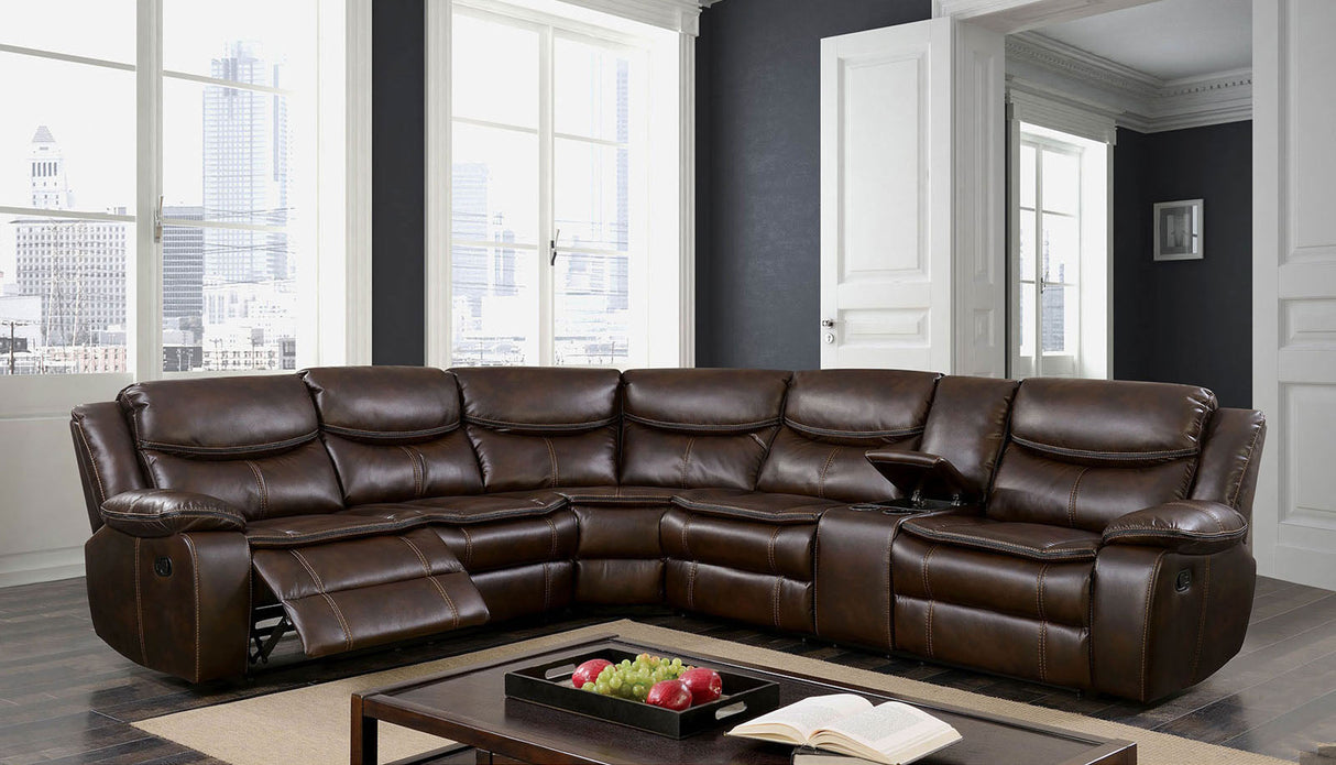 Gatria Dark Brown Sectional by Furniture of America at Eve Furniture