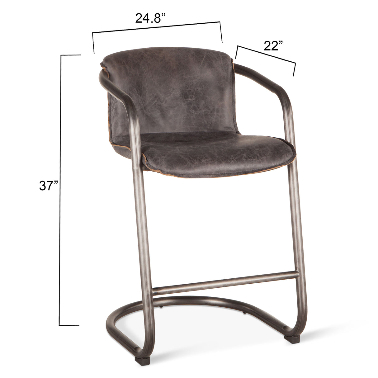 Portofino 22" Counter Chair in Antique Ebony Top Grain Leather