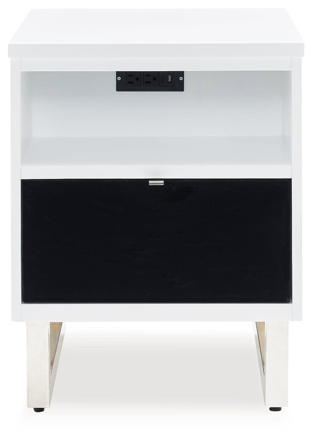Gardoni White/Black Chairside End Table by Ashley at Eve Furniture