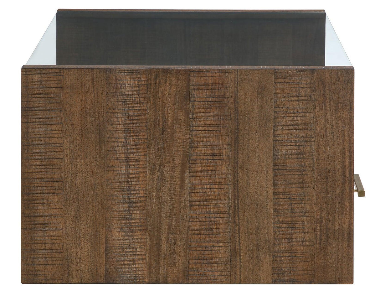 Garland Toffee Finish Castered Glass Top Coffee Table by Steve Silver at Eve Furniture