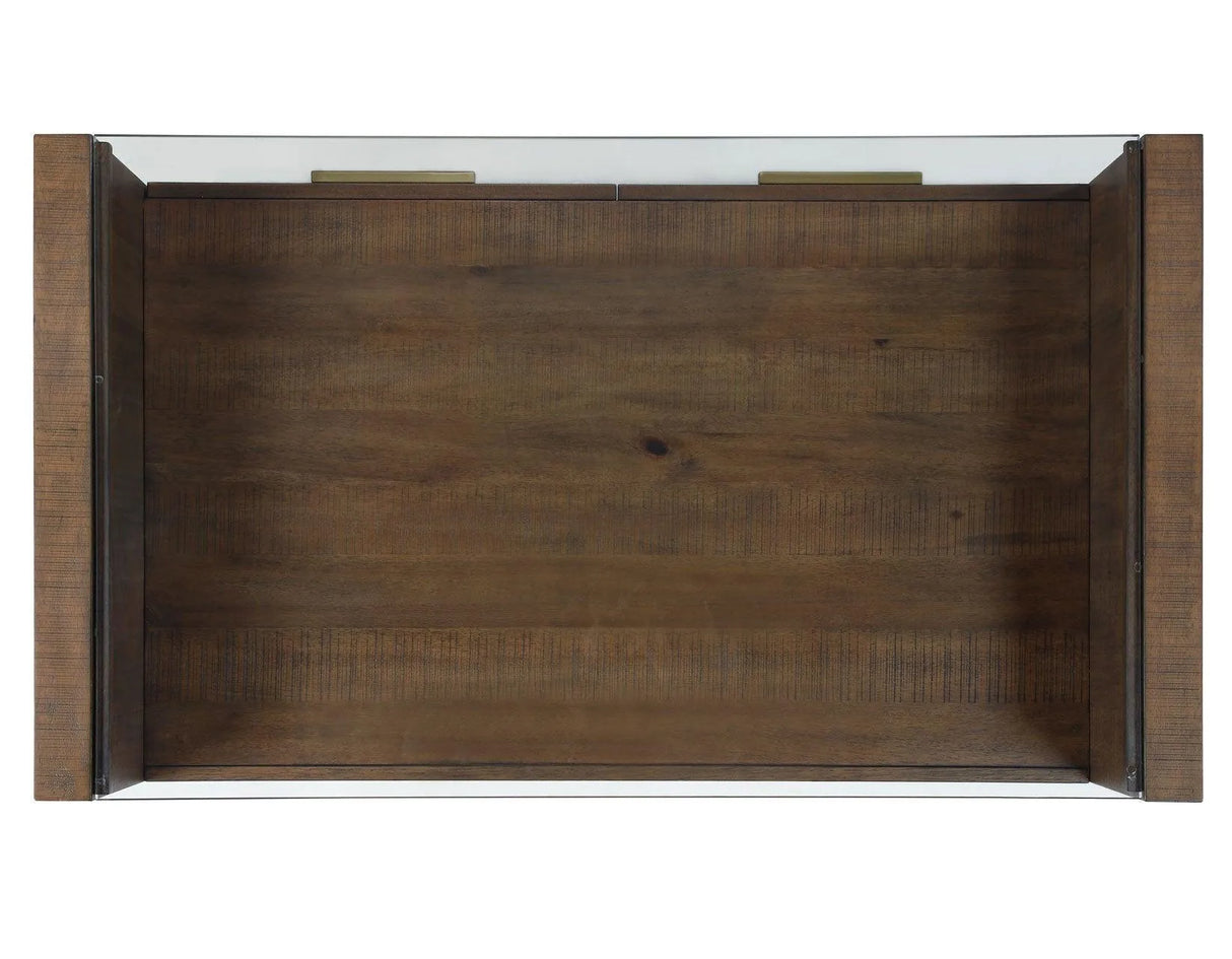 Garland Toffee Finish Castered Glass Top Coffee Table by Steve Silver at Eve Furniture