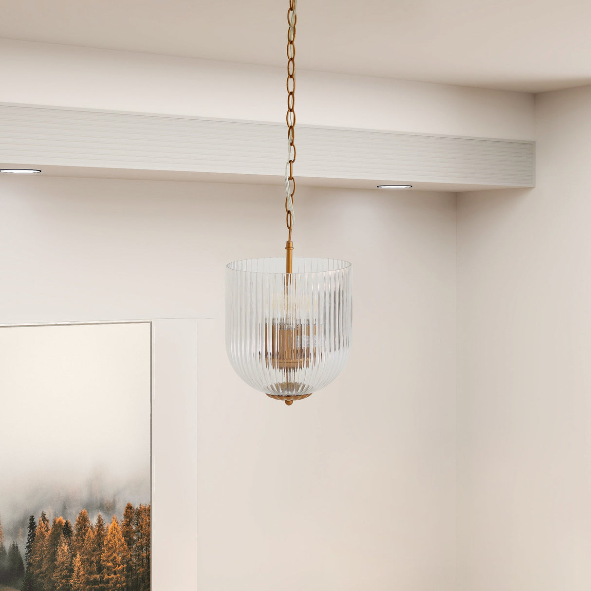 Garnet Pendant Lamp - Coarse Gold + Clear Glass by Ashcroft Imports at Eve Furniture