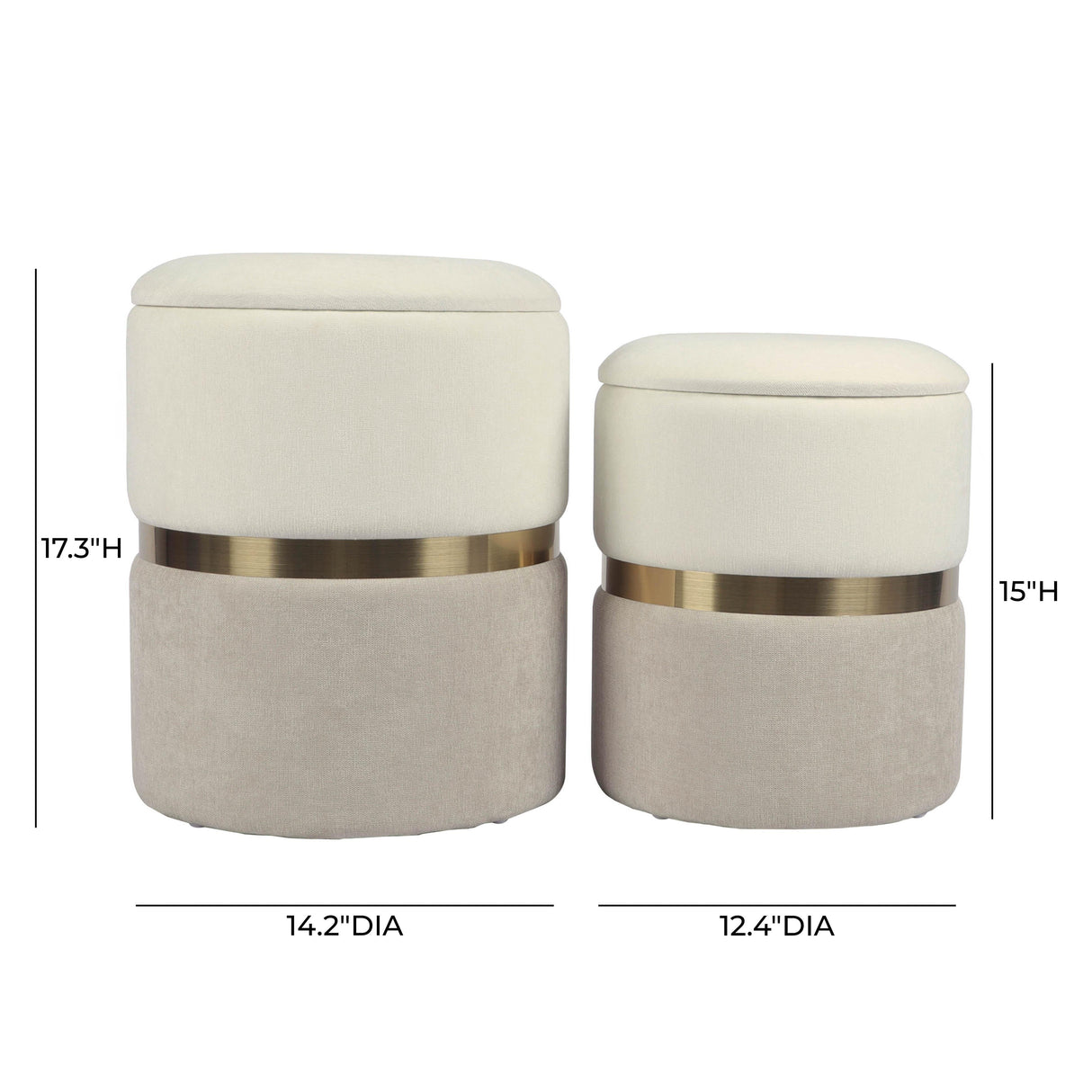 Gigi Cream and Tan Chenille Storage Ottoman - Set of 2 by TOV Furniture at Eve Furniture