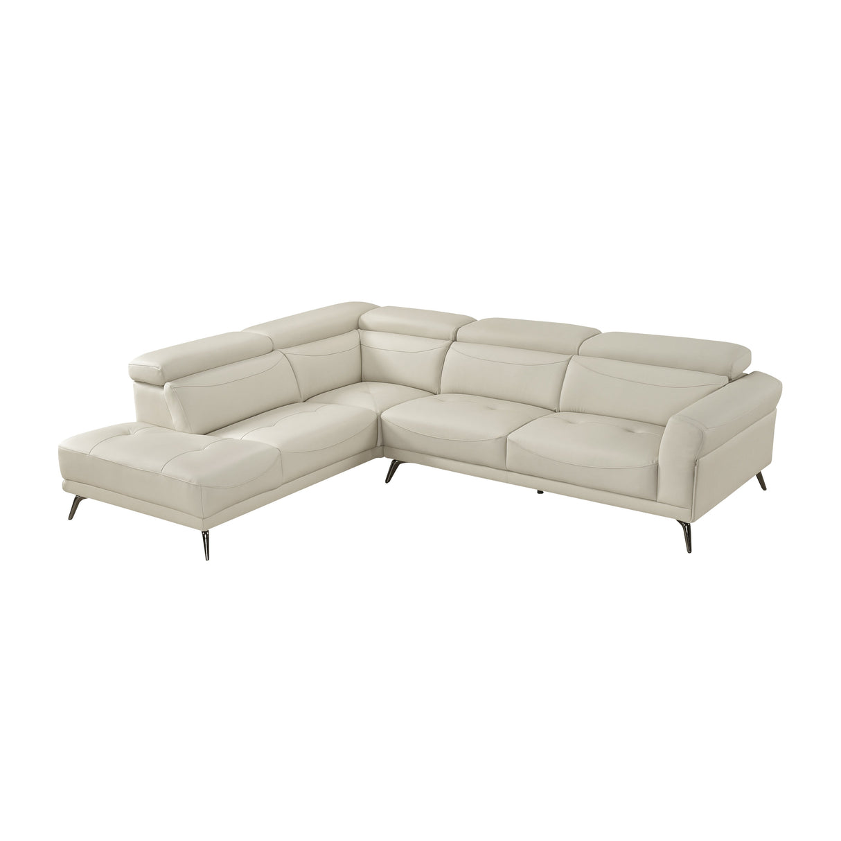 Giselle Beige Leather 2-Piece Sectional with Left Chaise by Homelegance at Eve Furniture