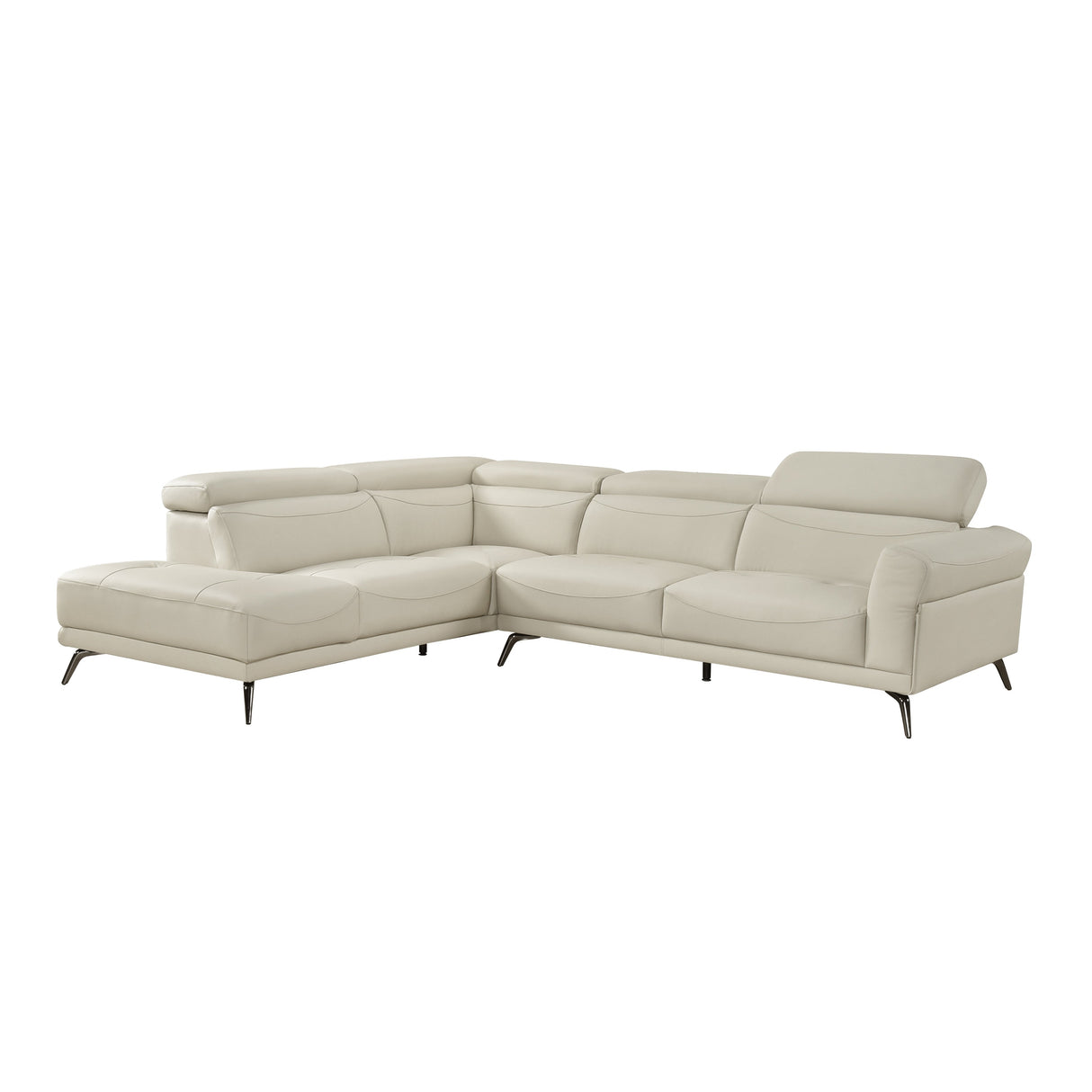 Giselle Beige Leather 2-Piece Sectional with Left Chaise by Homelegance at Eve Furniture