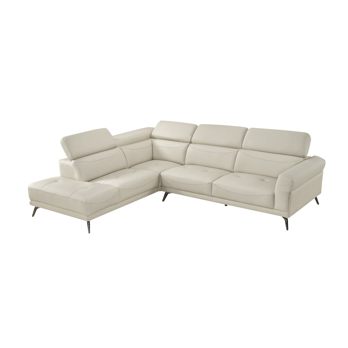Giselle Beige Leather 2-Piece Sectional with Left Chaise by Homelegance at Eve Furniture
