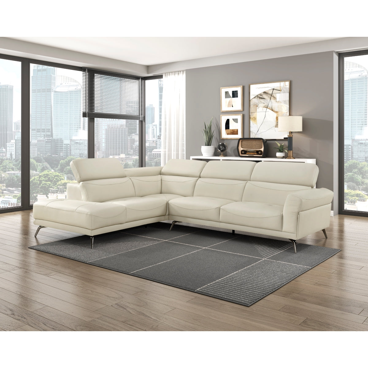 Giselle Beige Leather 2-Piece Sectional with Left Chaise by Homelegance at Eve Furniture