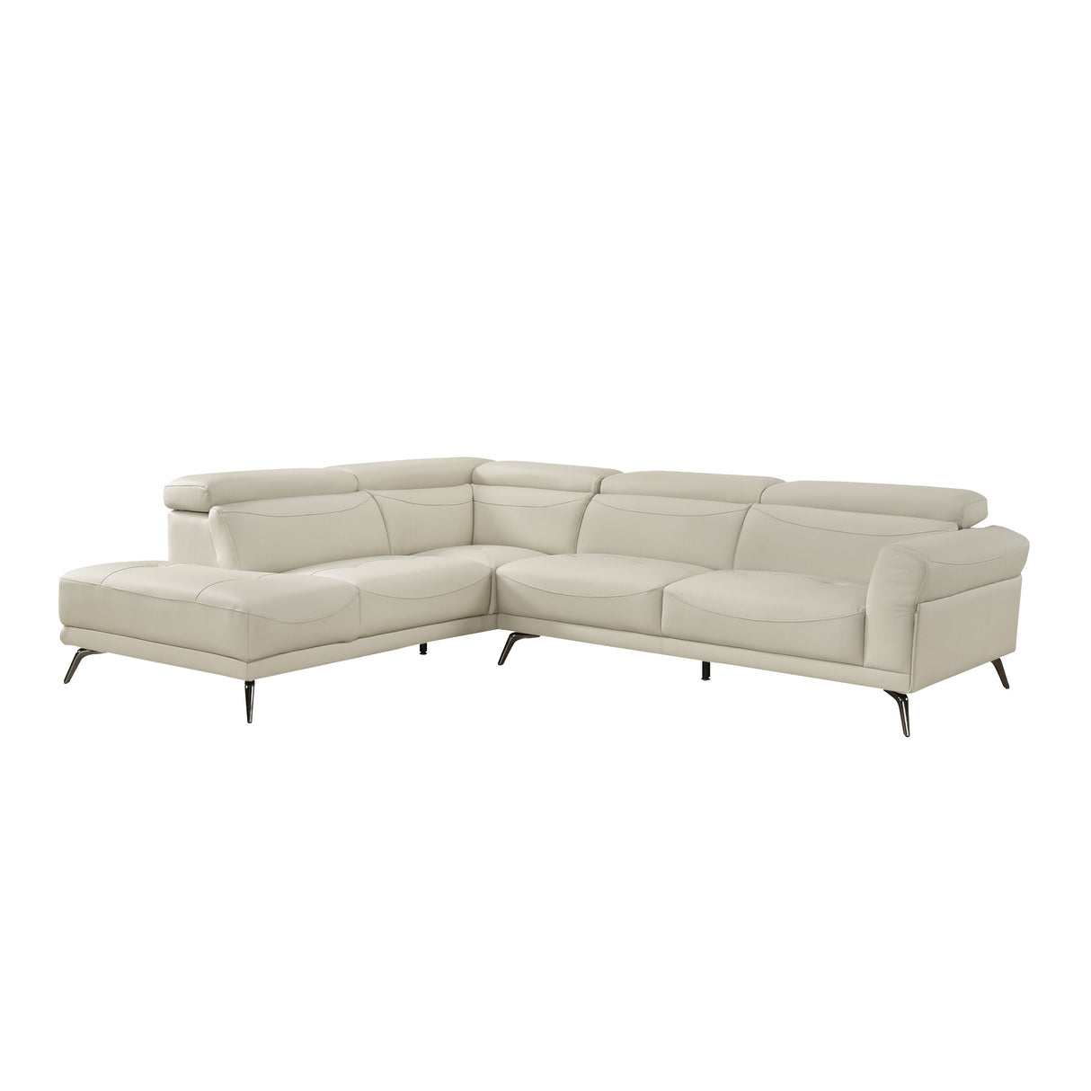 Giselle Beige Leather 2-Piece Sectional with Left Chaise by Homelegance at Eve Furniture