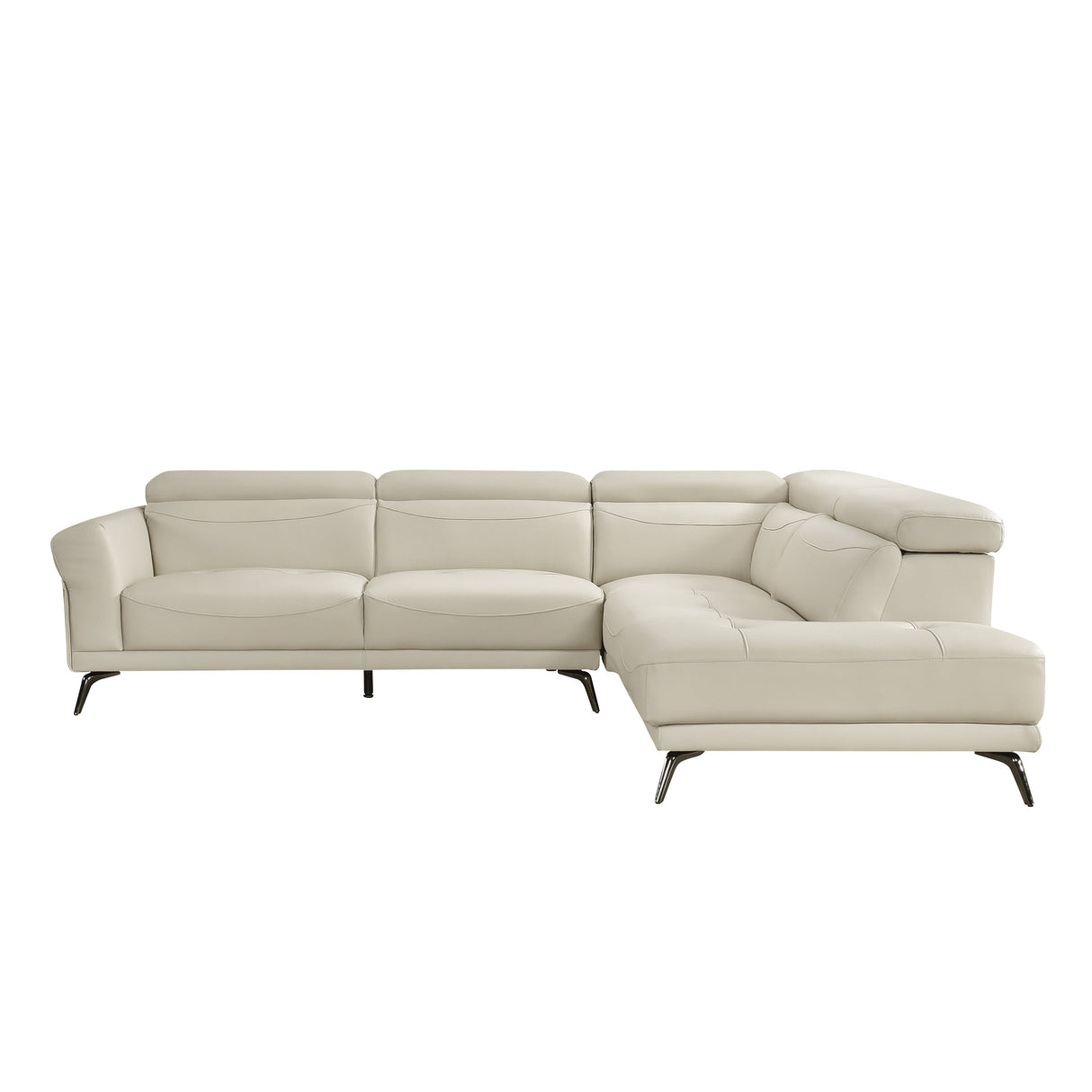 Giselle Beige Leather 2-Piece Sectional with Right Chaise by Homelegance at Eve Furniture