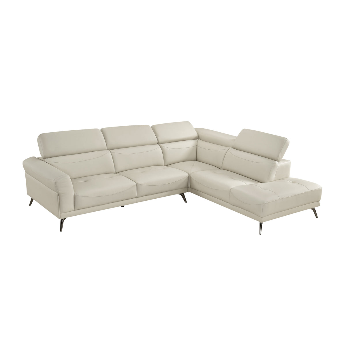 Giselle Beige Leather 2-Piece Sectional with Right Chaise by Homelegance at Eve Furniture