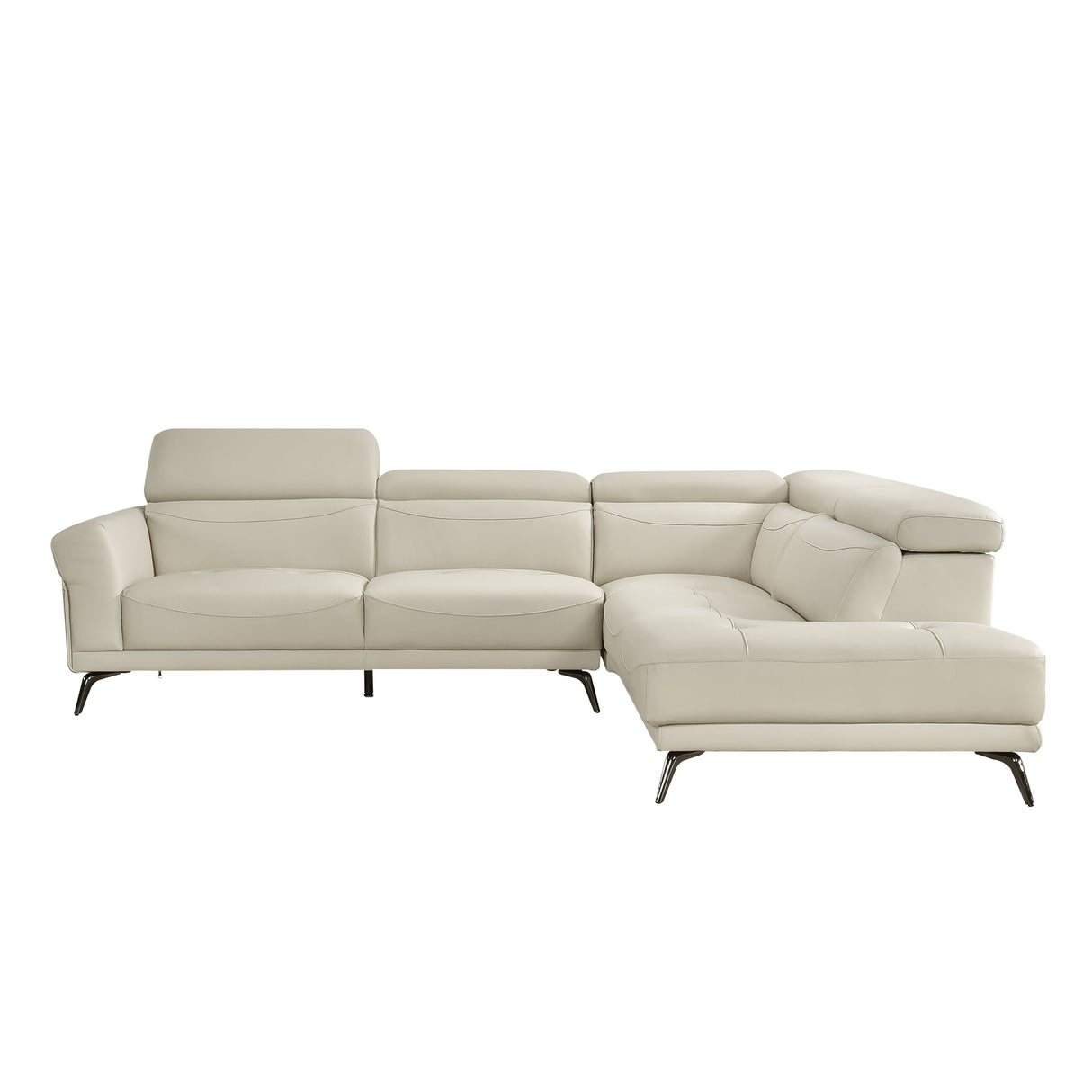 Giselle Beige Leather 2-Piece Sectional with Right Chaise by Homelegance at Eve Furniture