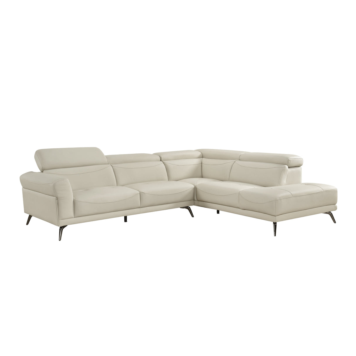 Giselle Beige Leather 2-Piece Sectional with Right Chaise by Homelegance at Eve Furniture