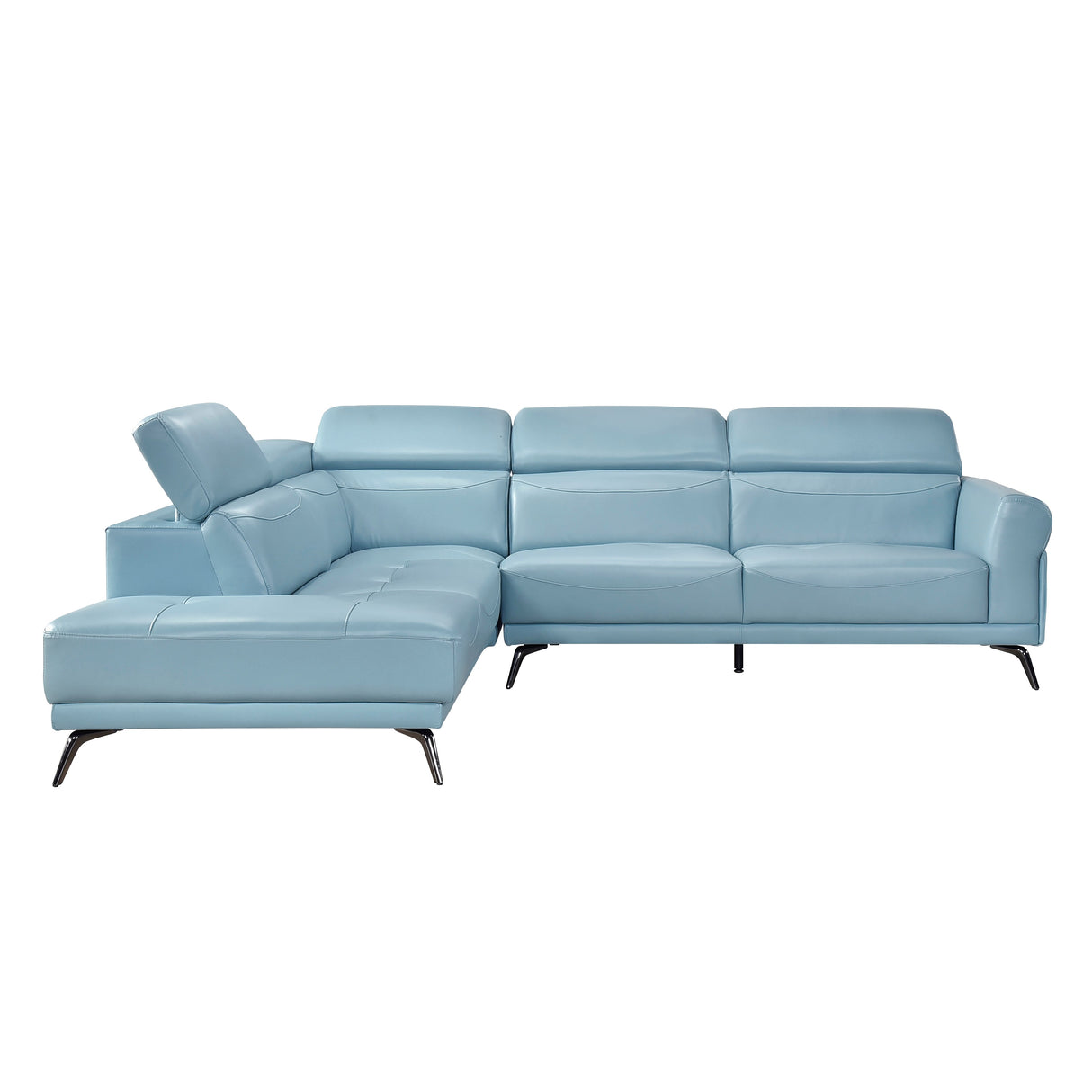 Giselle Blue Leather 2-Piece Sectional with Left Chaise by Homelegance at Eve Furniture